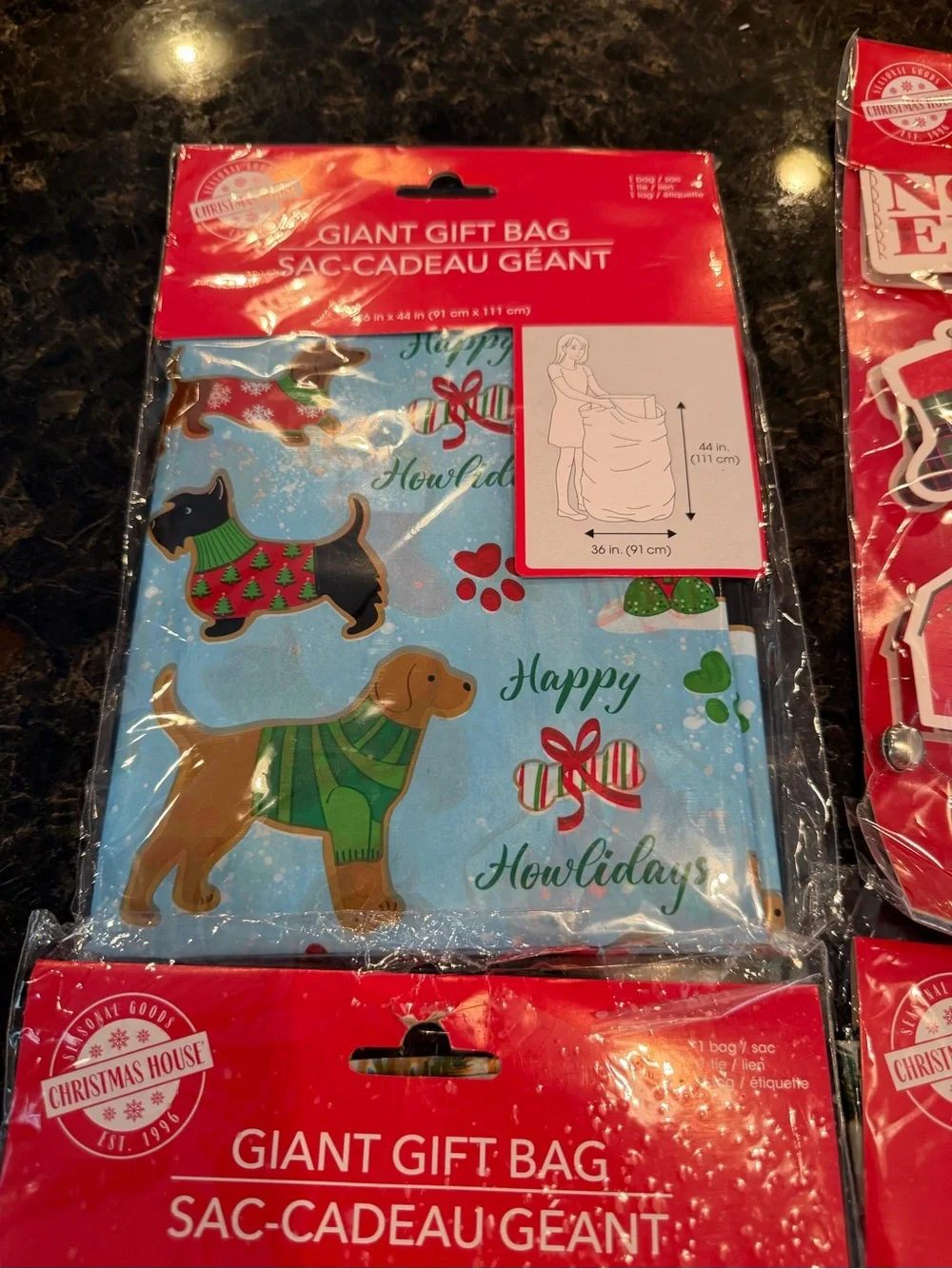 Festive Gold Pinecone & Bird Holiday Ornament Set and holiday bags and decor box